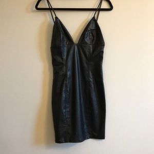 Faux leather black dress